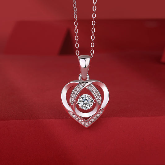 1Heart To Have Your Luxurious Fashion Diamond Pendant Necklace Set With Mosan Diamond Silver Ornaments Prohibit TikTok sales